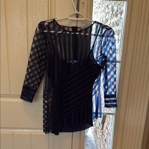 ANTONIO MELANI Sheer Navy Striped Top